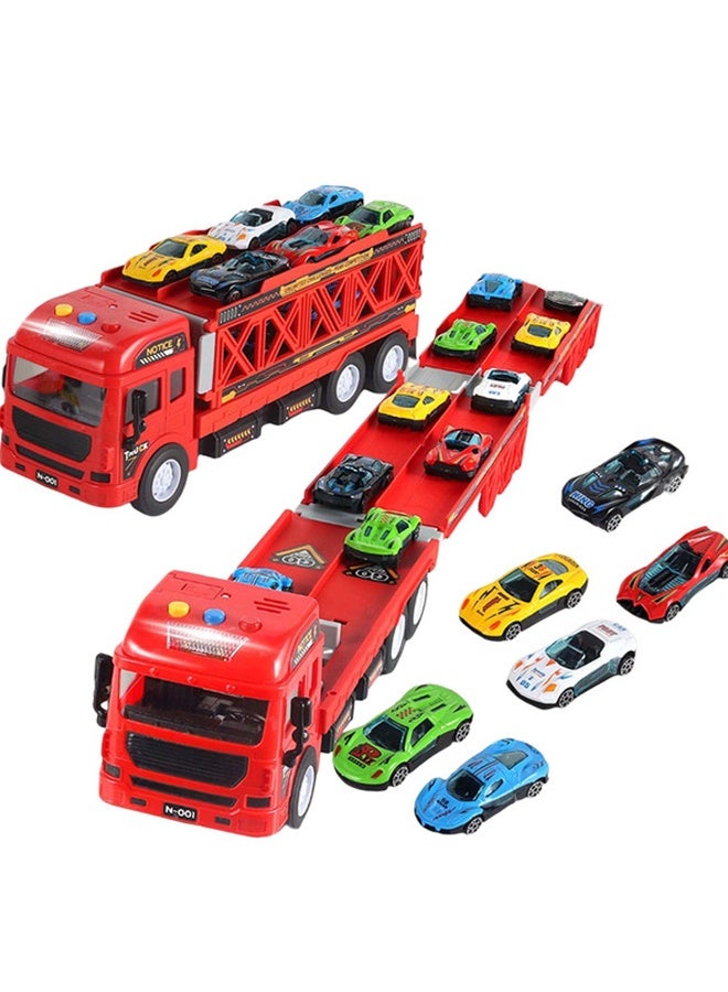 Race Car Track Toy Truck Toy with Slots & Foldable Race Tracks Transport Car Carrier Toy for Toddlers Cars Toy Set Container Truck Toy with 8 Alloy Cars Vehicles Toy Set for 3+ Kids Boys Girls ﻿ - Image 1