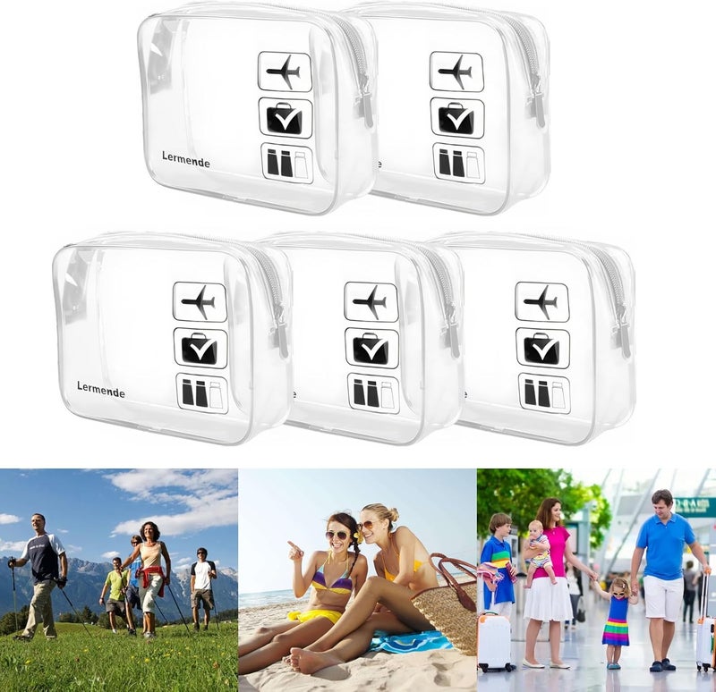 Lermende Transparent Toiletry Bag, Liquid Bag, Hand Luggage, TSA Approved Cosmetic Bag, Transparent Bag, Airport Compliant Bag, Travel Bag, Aeroplane Travel Bag, 1 Litre, 5Clear, 5Pack, unisex-adult - Image 5