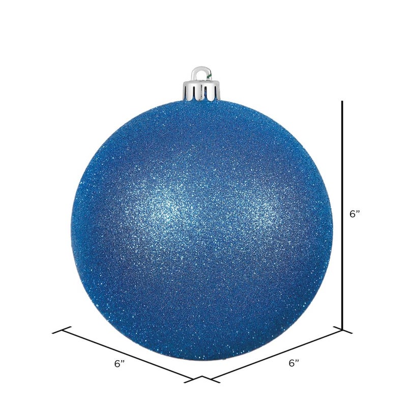 Vickerman 6"" Blue Glitter Ball Ornament  4 per Bag - Image 2