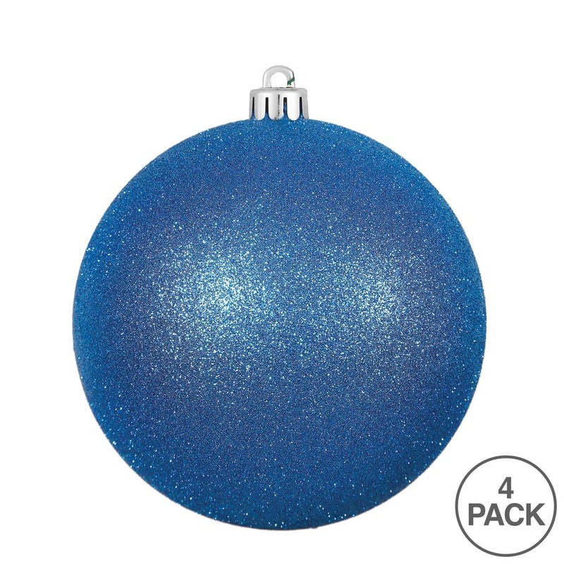 Vickerman 6"" Blue Glitter Ball Ornament  4 per Bag - Image 5