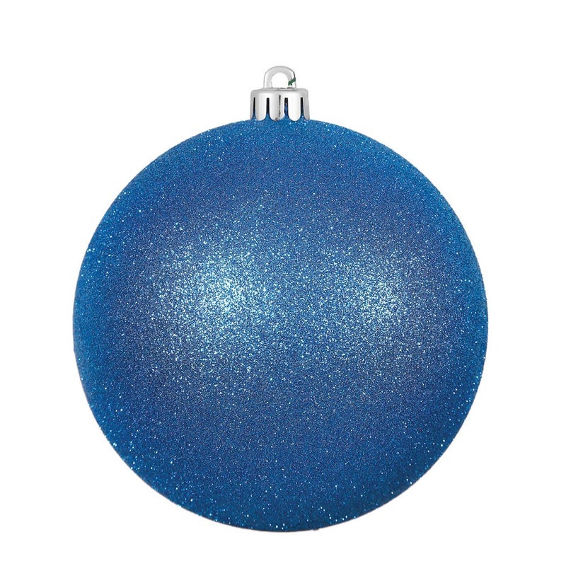 Vickerman 6"" Blue Glitter Ball Ornament  4 per Bag - Image 1