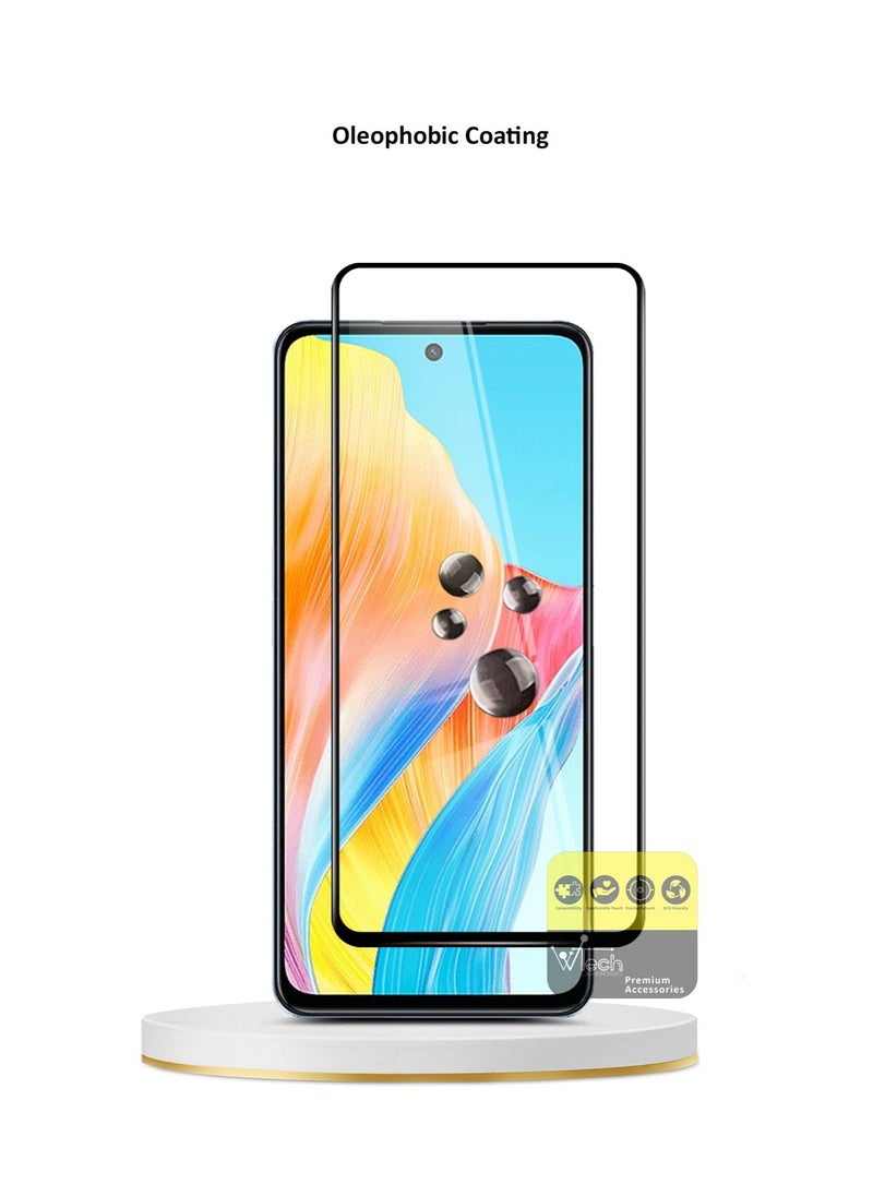 دبليو تيك واقي شاشة زجاجي مقسى Oppo A98 5G 2023 Premium E2E Full Glue (MSGECN) - شفاف / أسود  - Image 5