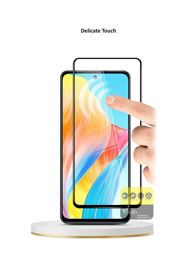 دبليو تيك واقي شاشة زجاجي مقسى Oppo A98 5G 2023 Premium E2E Full Glue (MSGECN) - شفاف / أسود  - Image 4