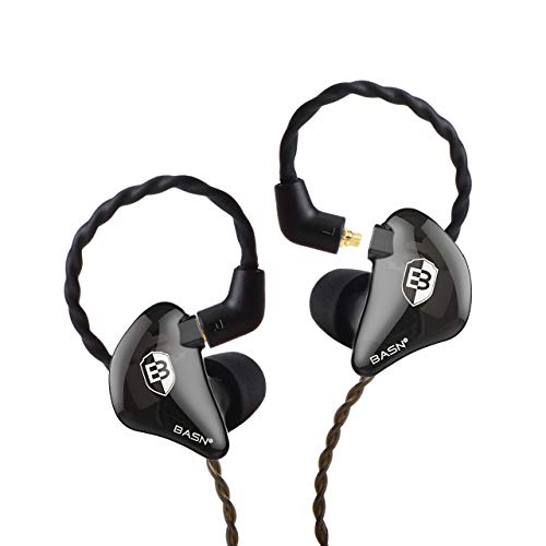 BASN in Ear Monitor Headphones for Musicians, Bsinger 2nd Generation Sound Isolating Earphones with Dual Dynamic Drivers Detachable MMCX Cable (Black)… - Image 1
