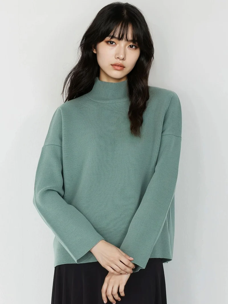 MY FASHION Oversized Half Turtleneck Knit Sweater