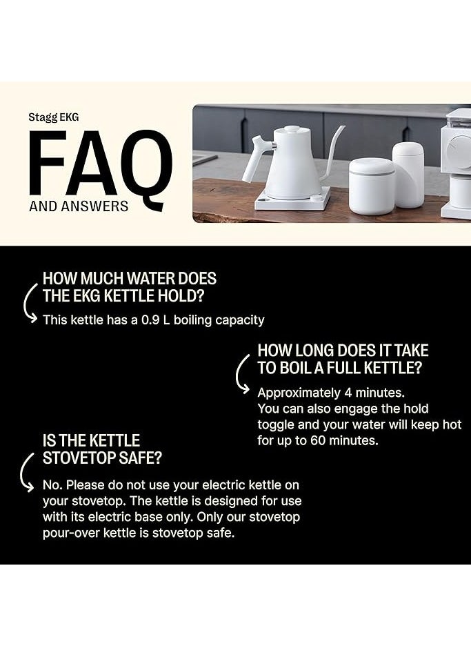 FELLOW - Stagg EKG Electric Coffee Kettle 900ml 1200W, Matte White - Image 1