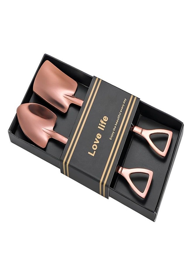 YangQian 2pcs Big Shovel Spoons for Desserts Watermelon Grapefruit Cake Ice Cream Shovel Spoon Set for 2 Rose Gold Spoons for Party Kitchen Apartment Lunch Shovel Coffee Tea Spoon Gifts for Tea Coffee Lovers - Image 1