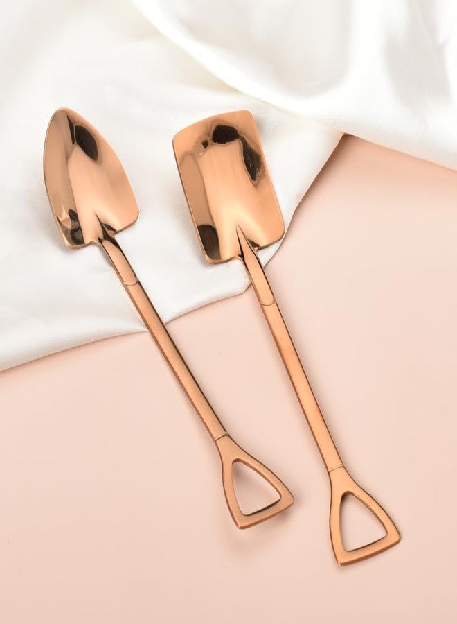 YangQian 2pcs Big Shovel Spoons for Desserts Watermelon Grapefruit Cake Ice Cream Shovel Spoon Set for 2 Rose Gold Spoons for Party Kitchen Apartment Lunch Shovel Coffee Tea Spoon Gifts for Tea Coffee Lovers - Image 5