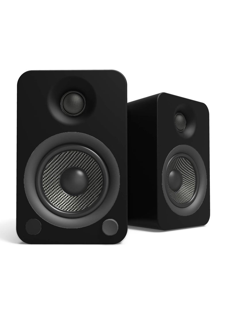 Kanto - Kanto YU4MB Powered Speakers with Bluetooth and Built-in Phono Preamp | Auto Standby and Startup | Remote Included | 140W Peak Power | Pair | Matte Black - Image 1