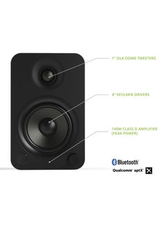 Kanto Kanto YU4MB Powered Speakers with Bluetooth and Built-in Phono Preamp | Auto Standby and Startup | Remote Included | 140W Peak Power | Pair | Matte Black  - Image 3
