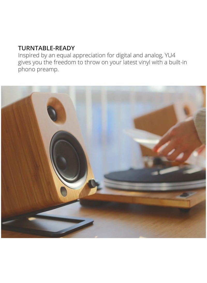 Kanto - Kanto YU4MB Powered Speakers with Bluetooth and Built-in Phono Preamp | Auto Standby and Startup | Remote Included | 140W Peak Power | Pair | Matte Black - Image 1