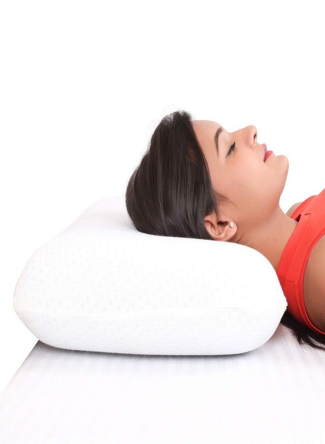 Metron Neck Pillow for Sleeping | Orthopedic Cervical Support Bed Pillow for Neck Pain Spondylitis Relief | for Side Back Sleepers | Thick n Soft Gel Memory Foam | Washable Pillow Cover | Pack of 1 - Image 1