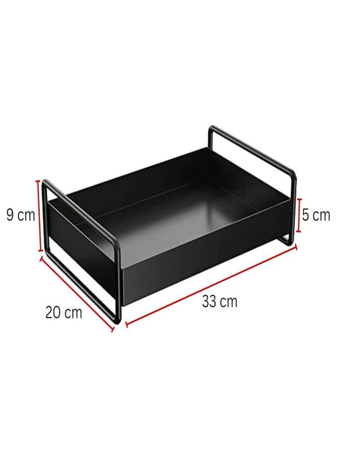 Decorlay Metal Serving Tray with Handle - Stylish Rectangular Coffee Tray for Coffee Table, Ottoman, Console Table, and Home Decor in Elegant Finish (Black) - Image 3