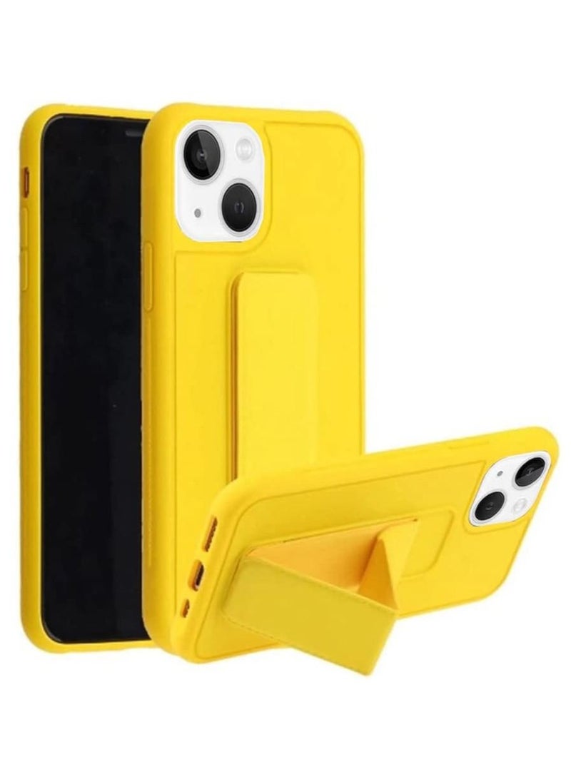 VITION Case Cover For iPhone 13 with Finger Grip Phone Holder and Car Magnetic Multi-function 3 in 1 Back Cover Protective Case (iPhone 13 Yellow) - Image 1