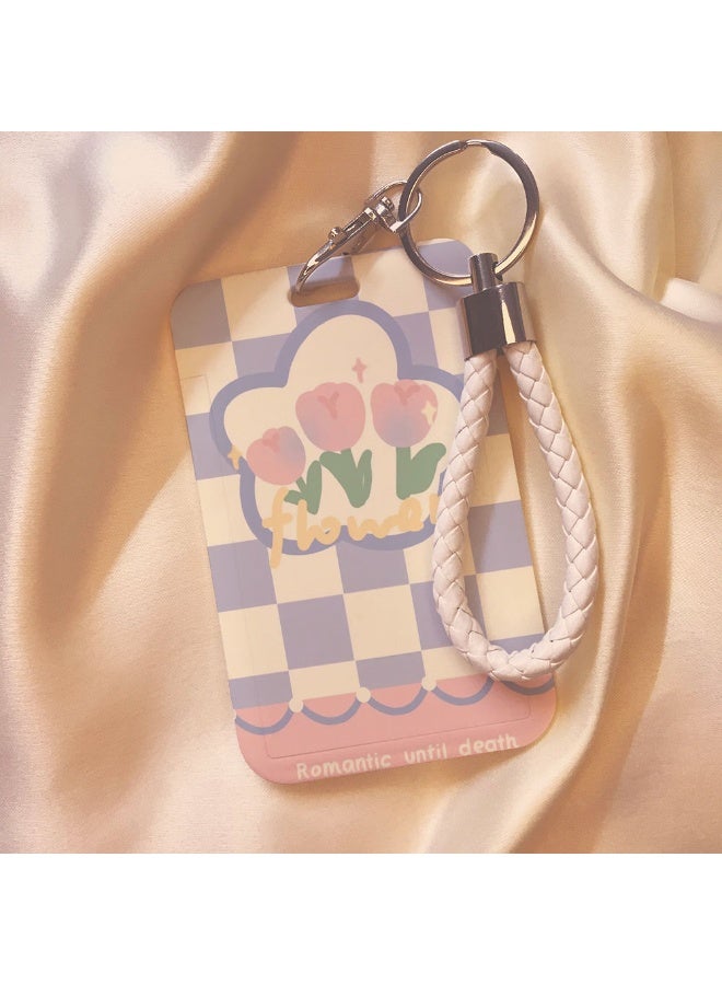 NIBEMINENT 1 - Piece Tulip Kpop Photo Card Holder Pendant Key Chain ID Badge Holder ID Card Holder Photo Card Protector for School ID Office ID Access Card for Women Girls