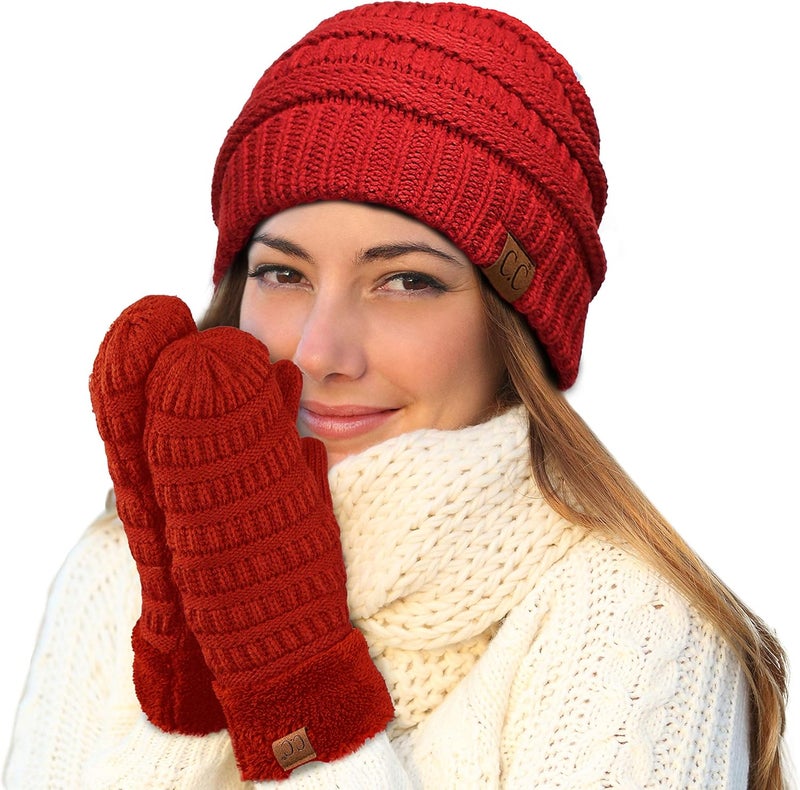 Cc قفازات شتوية دافئة للنساء مبطنة بفرو صناعي سميك - شيربا فليس - Image 5