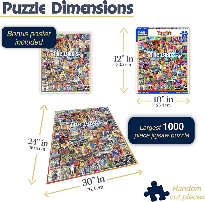 White Mountain Puzzles The Eighties - 1000 Piece Jigsaw Puzzle - Image 3