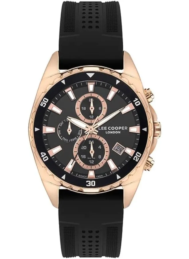 Lee Cooper Lee Cooper Men's Quartz Movement Watch, Multi Function Display and Silicone Strap - LC07527.451, Black