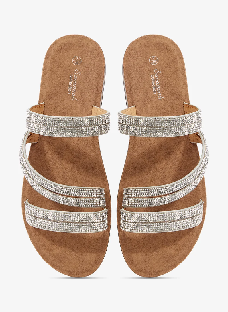 Savannah Collection Silver Casual Flat Sandal for Women | Best Price UAE