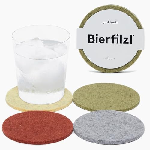 Graf Lantz - Bierfilzl Merino Wool Round Coasters Set of 4 - Ikebana (4" Circles) - Absorbs 30% of Weight - German Wool - Heat Resistant, Sustainable, & Reusable - Home Decor & Coffee Table Decor - Image 1