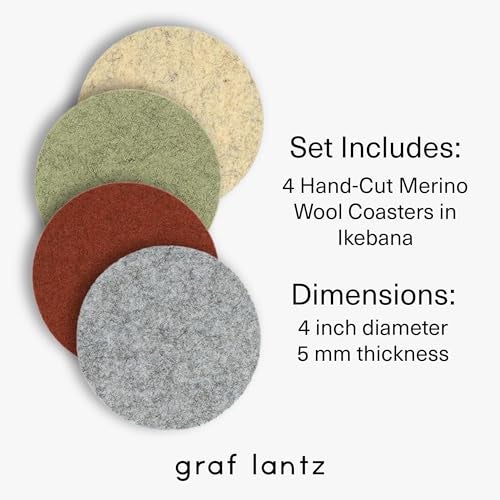 Graf Lantz - Bierfilzl Merino Wool Round Coasters Set of 4 - Ikebana (4" Circles) - Absorbs 30% of Weight - German Wool - Heat Resistant, Sustainable, & Reusable - Home Decor & Coffee Table Decor - Image 4