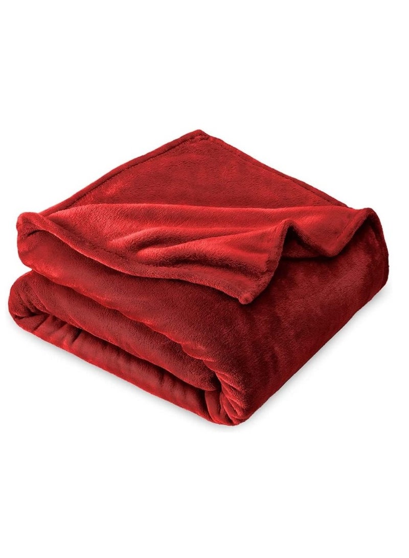 BSB HOME® 300 GSM Premium Plush Single Blanket for Bed, Sofa, Couch, Travel and Camping  AC Blanket | 150 x 220 CM  | Red | SOLID MINK - Image 1