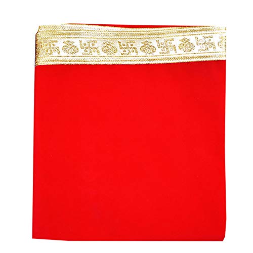 MARSHLAND Velvet Altar Cloth for Pooja Altar Puja Aasan for Home Pooja Cloth Temple Red Pooja Chowki Aasan 50 Cm X 100 Cm 20 x 50 Inch - Image 1