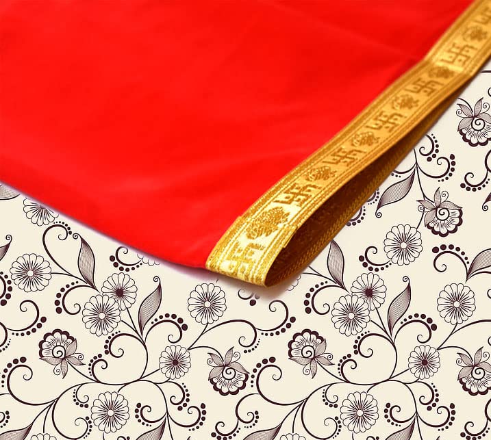 MARSHLAND Velvet Altar Cloth for Pooja Altar Puja Aasan for Home Pooja Cloth Temple Red Pooja Chowki Aasan 50 Cm X 100 Cm 20 x 50 Inch - Image 5