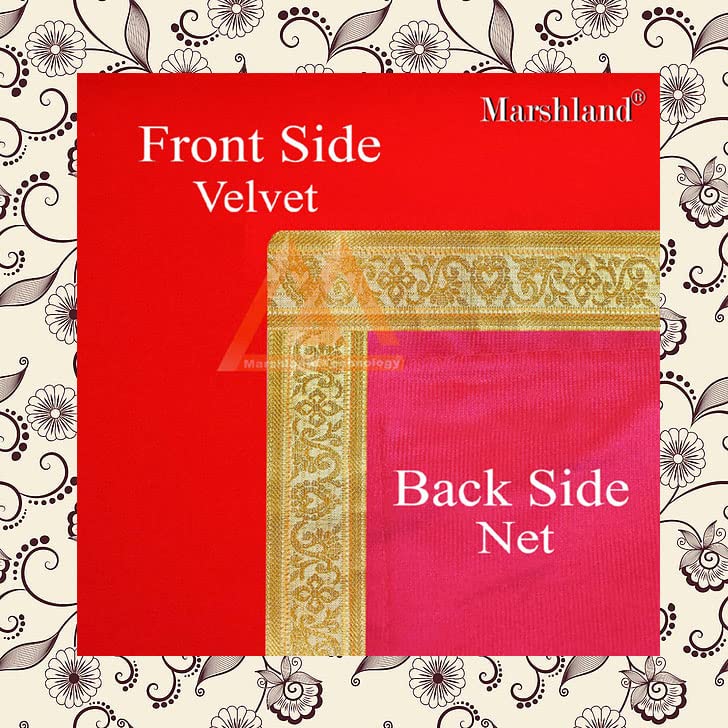 MARSHLAND Velvet Altar Cloth for Pooja Altar Puja Aasan for Home Pooja Cloth Temple Red Pooja Chowki Aasan 50 Cm X 100 Cm 20 x 50 Inch - Image 3