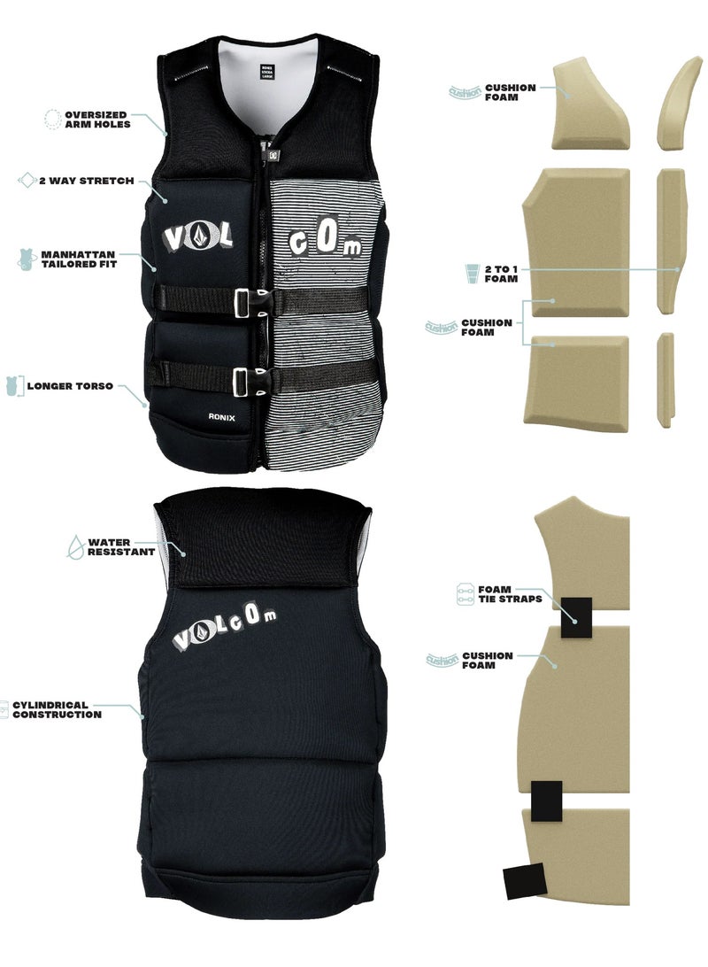 Ronix Volcom - Capella 3.0 - CGA Life Vest - Black, White Clippings (2025) - Image 4