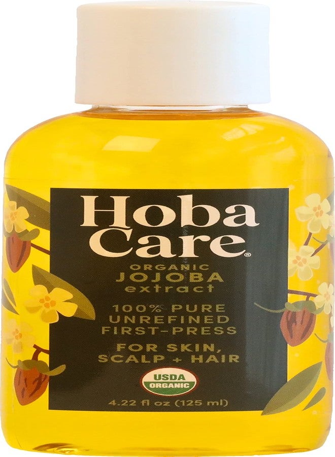HobaCare Organic Unrefined Jojoba Oil for Nails, Cuticles, Dry Skin, Beard, Scalp Massage - Mini Travel Size 100% Pure Hexane Free Natural Carrier Oil for Skincare, Hair, Shaving Aftercare (4.22 oz) - Image 1