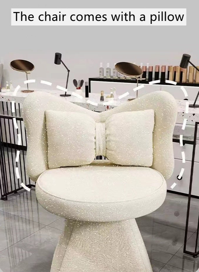كوتيس كرسي مكياج دوار كرسي أريكة كرسي طعام مع وسادة لغرفة النوم وغرفة المعيشة من الخشب الصلب والقطن والكتان 52.5 × 49 × 78.5 سم - Image 2