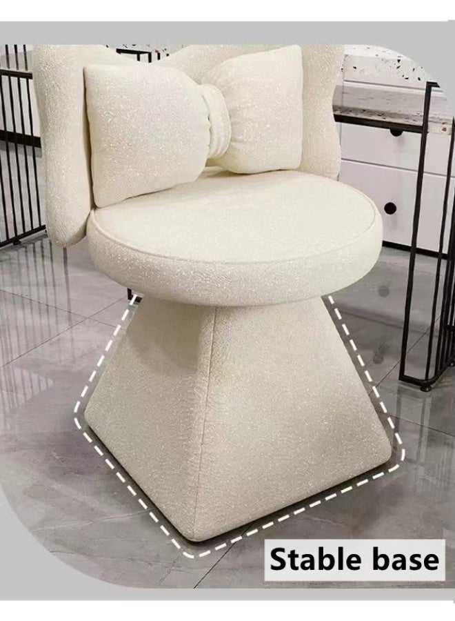 كوتيس كرسي مكياج دوار كرسي أريكة كرسي طعام مع وسادة لغرفة النوم وغرفة المعيشة من الخشب الصلب والقطن والكتان 52.5 × 49 × 78.5 سم - Image 3