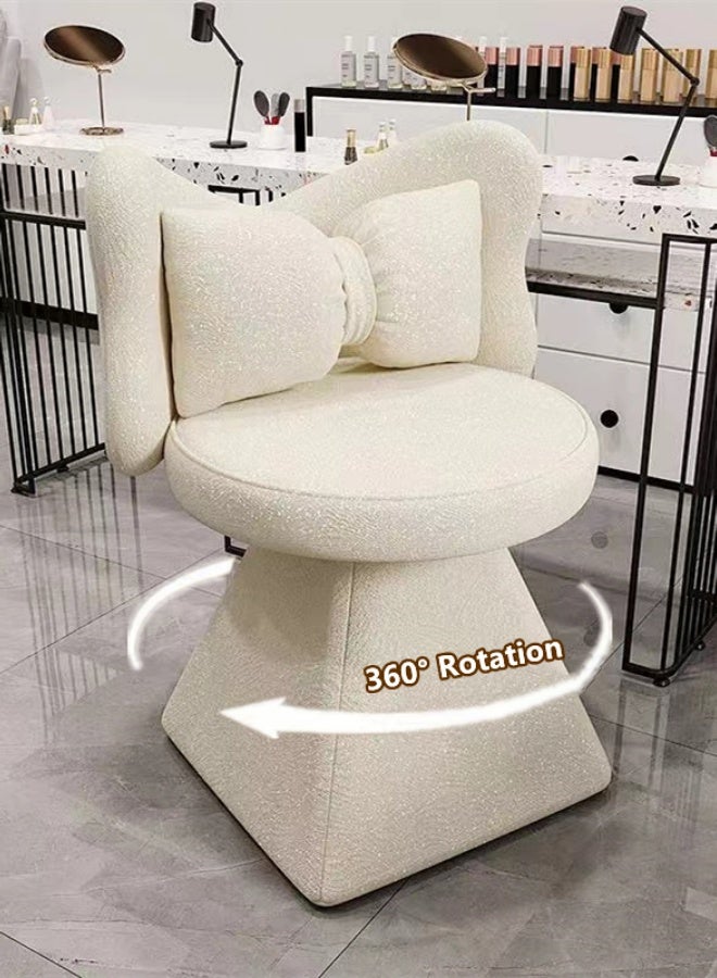 كوتيس كرسي مكياج دوار كرسي أريكة كرسي طعام مع وسادة لغرفة النوم وغرفة المعيشة من الخشب الصلب والقطن والكتان 52.5 × 49 × 78.5 سم - Image 1