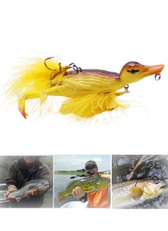 Duck Topwater Fishing bait Lure, Yellow Duckling Floating Artificial Bait Plopping and Splashing Feet Hard Fishing Tackle for sea and freshwater fishing