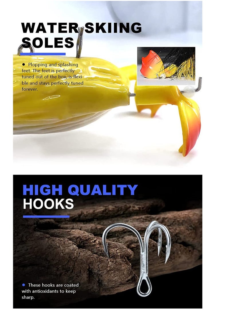 Excefore - Duck Topwater Fishing bait Lure, Yellow Duckling Floating Artificial Bait Plopping and Splashing Feet Hard Fishing Tackle for sea and freshwater fishing - Image 1