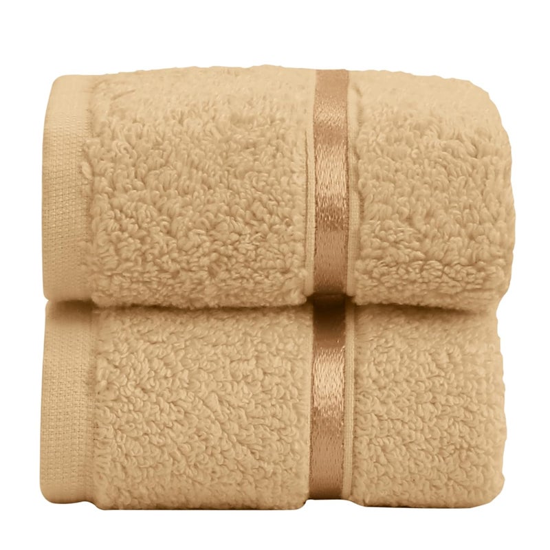 SPREAD SPAIN SPREAD SPAIN 100 Cotton Face Towel Roman Face Towel Set of 2 600 GSM Super Absorbent Soft Quick Dry Towels for Gym Sports Travel Suitable for Acne Prone Skin 30x30cm Gold 