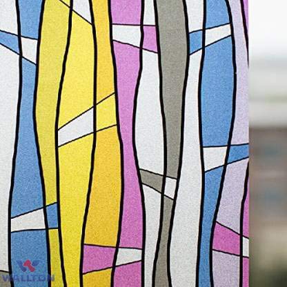WALLTON Privacy Vinyl Frosted Window Film Glass Sticker Self-Adhesive Film Tint Wallpaper Opaque Sheet for Glass Privacy Cover Window, Door, Office, Home.| Anti-UV. (16x36 Inch, Color Waves) - Image 4