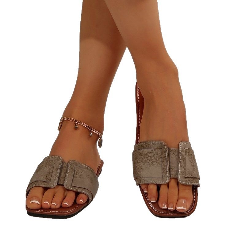In-Stock Large Size Flat Slippers For Women, Summer 2026 Fairy Style Open-Toe Slide Sandals - Image 5