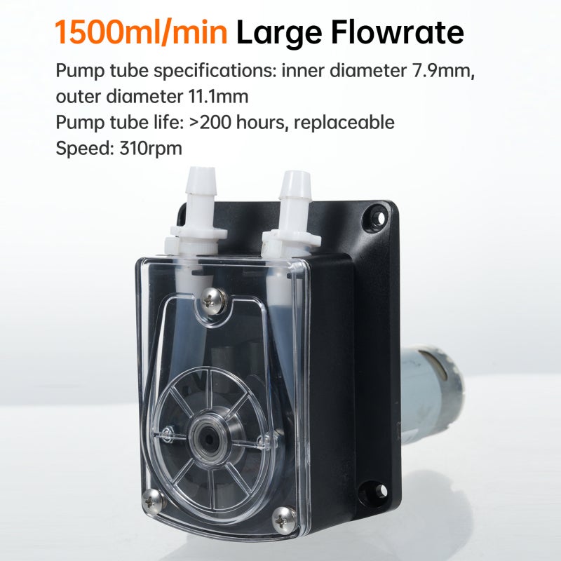 Peristaltic Pump 24V High-Flow 1500Ml/Min - Food-Grade Replaceable Silicone Tube Durable Rust-Resistant Dosing Pump for Home Appliances Analytical Instruments Beverage Machines - Image 2