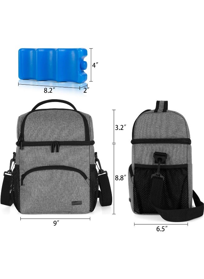 Teamoy Breastmilk Cooler Bag with Ice Pack, Fits 6 Baby Bottles Up to 9 Ounce Bottle Bag, Upright Bottle Cooler with Strap for Nursing Mom Daycare, Gray - Image 2