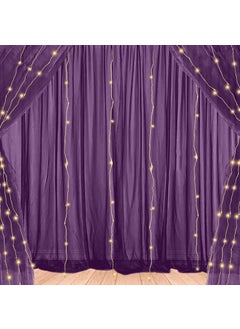 1iAM 1iAM 6pcs Purple Decoration Net Light Combo 4pcs Large Stitched with Ribbon Nylon Made Reusable Soft Wrinkled Free 85x5ft Each Backdrop Net 2pcs 11m Long Rice Light for Party Decoration 
