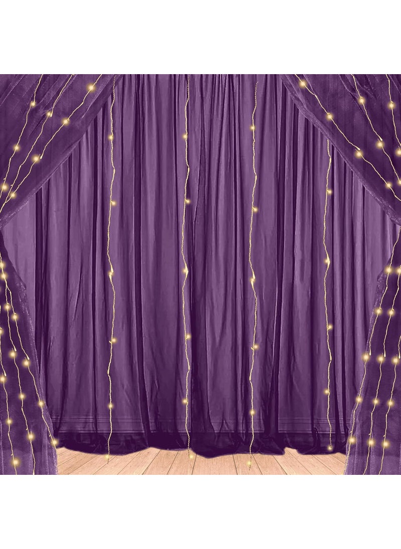 1iAM - 1iAM 6pcs Purple Decoration Net Light Combo 4pcs Large Stitched with Ribbon Nylon Made Reusable Soft Wrinkled Free 85x5ft Each Backdrop Net 2pcs 11m Long Rice Light for Party Decoration - Image 1