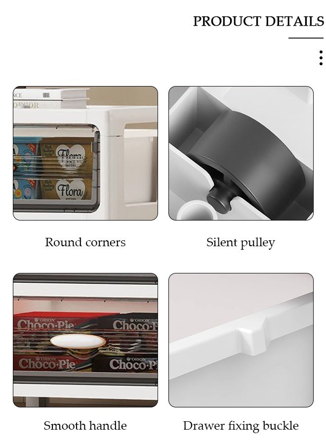 DUNISO خزائن تخزين عمودية بثلاثة مستويات مع أدراج، منظم بسعة كبيرة، تصميم خزانة أرضية مقاوم للماء، خزانة تخزين بأدراج بلاستيكية للمكتب المنزلي، منظم متعدد الوظائف لغرفة النوم، الحمام، المطبخ - Image 3