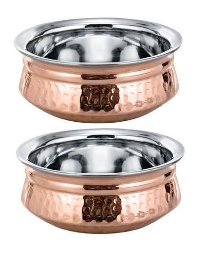Royal Hammered Copper Handi pot 15 Centimeter (2 pc) - Image 1