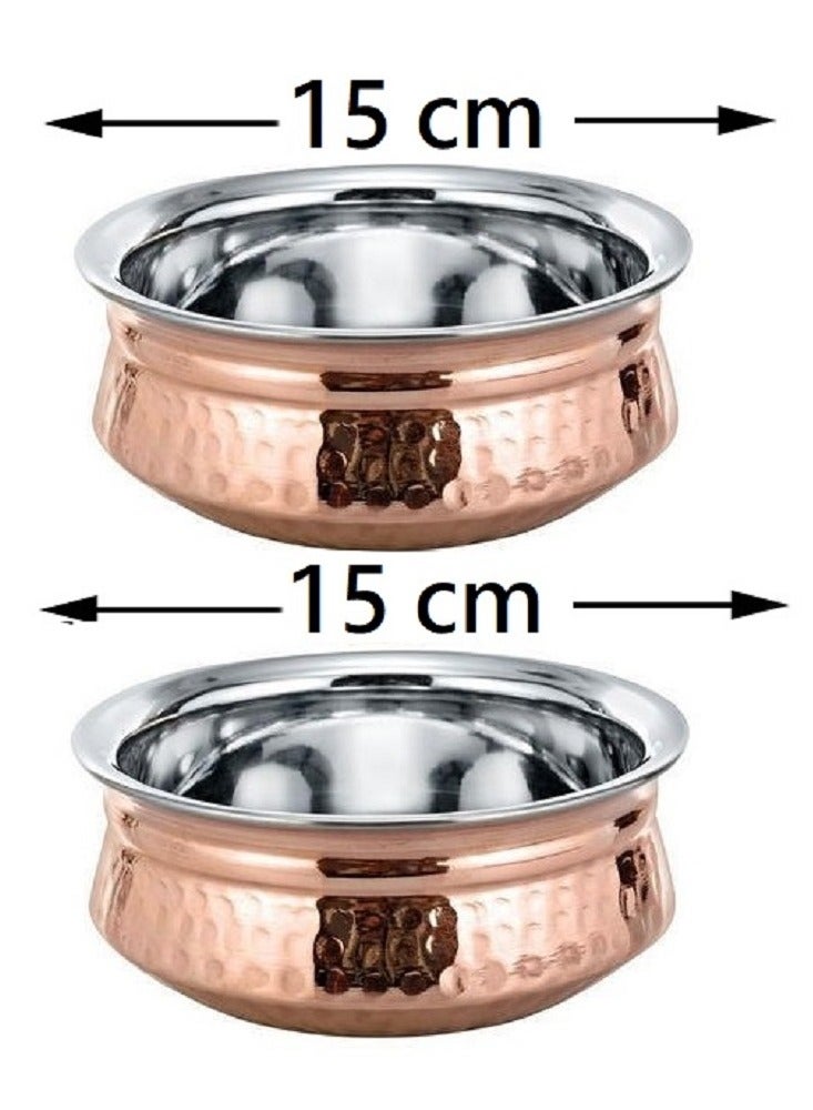 Royal Hammered Copper Handi pot 15 Centimeter (2 pc) - Image 2
