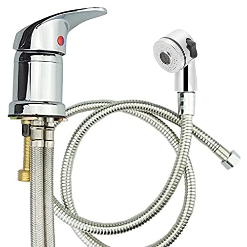 Weirun Salon Shampoo Bed Bowl Sink Basin Faucet or Backwash Unit,Shampoo Bowl Faucet with Hose and Shower Spray Head Wash Hair Sprayer,Chrome - Image 1
