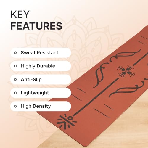 CULT Yoga Mat | For Women & Men | With Strap and Bag| TPE Material | 8mm Thickness Exercise Mat | For Workout, Yoga, Fitness & Meditation | Anti Tear, Anti Slip | For Home & Gym Use | Brick & Black - Image 4
