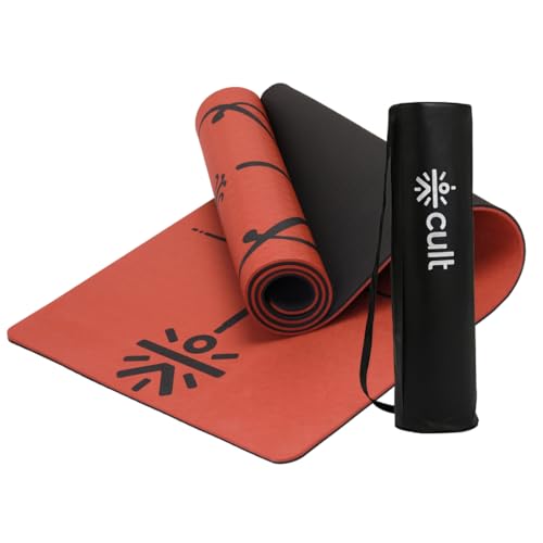 CULT Yoga Mat | For Women & Men | With Strap and Bag| TPE Material | 8mm Thickness Exercise Mat | For Workout, Yoga, Fitness & Meditation | Anti Tear, Anti Slip | For Home & Gym Use | Brick & Black - Image 1