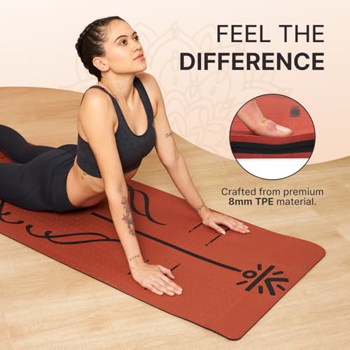 CULT Yoga Mat | For Women & Men | With Strap and Bag| TPE Material | 8mm Thickness Exercise Mat | For Workout, Yoga, Fitness & Meditation | Anti Tear, Anti Slip | For Home & Gym Use | Brick & Black - Image 5
